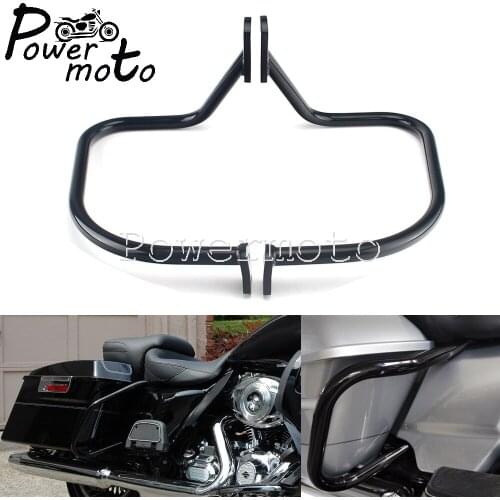 2PCS Black Motorcycle 22mm 7/8 " Highway Rear Rail Bar Bumper Guard Saddlebag Bracket for Harley Softail Deluxe FLSTN 2005-2017