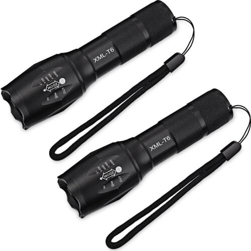 2PCS Powerful LED Flashlight Ultra Bright LED Tactical Flashlight With Adjustable Focus And 5 Light Modes Mini LED Flashlight