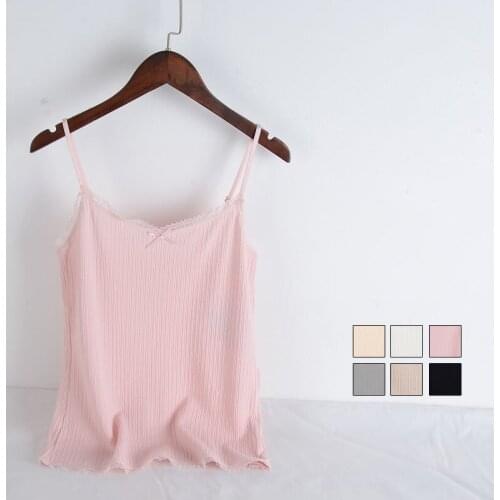 Women 2021 Spring New Fashion Solid Color Lace Vest Tops Female Sexy Slim Bottoming Vests Female Short Sleeveless Tops D870