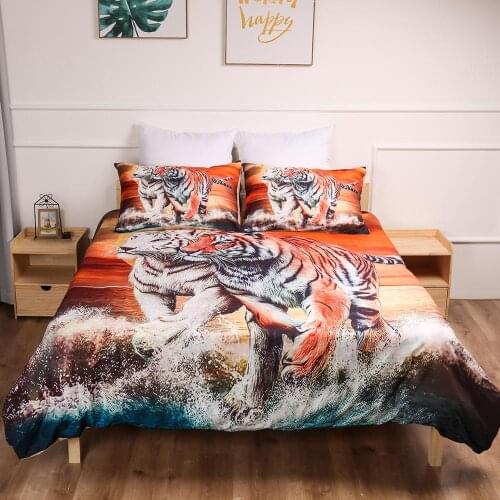 3D Tiger Bedding set Two tigers Duvet Cover animal Bed Set Twin queen king size beddings home textile