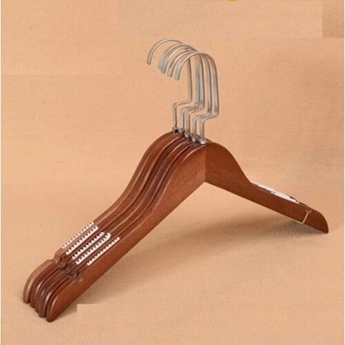 5pcs/lot Solid wood childrens anti-slip hangers Childrens clothes racks in clothing stores Childrens trousers clips