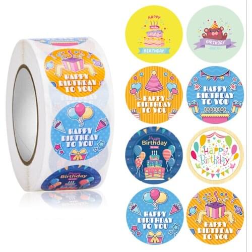 500pcs Happy Birthday Handmad sticker Sealing Sticker Vintage Thank You DIY Gift Stickersdhesive Christmas Sticker Stationery