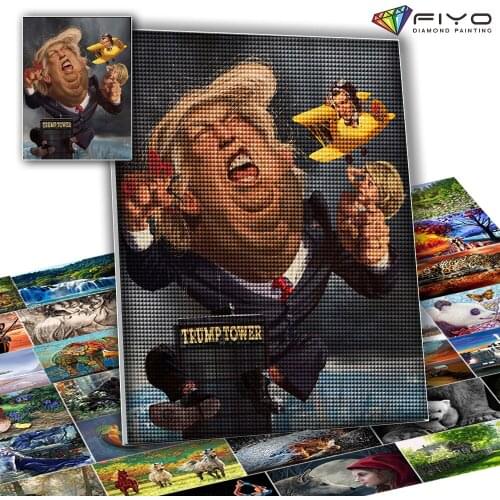 5D DIY Diamond Painting Trump Interesting Cartoon Mosaic Full Square/Round Diamond Embroidery Cross Stitch Home Wall Decoration