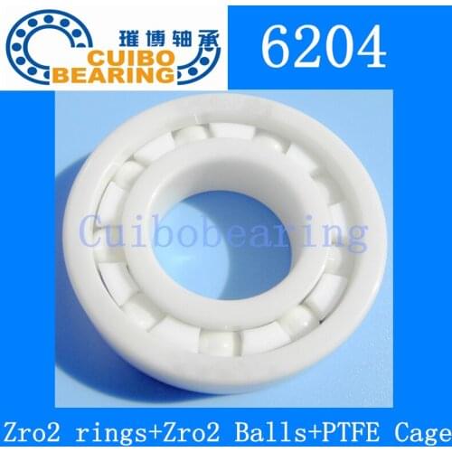 6204 Ceramic Bearing 20x47x14 Zirconia ZrO2 6204