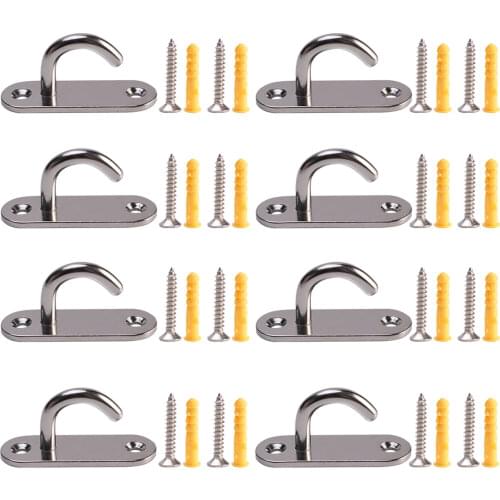 8pcs Pad Eye Plate Hammocks Boat Rigging For Swings Ceiling Hook Anchor Staple Ring Heavy Duty Stainless Steel Wall Mount Marine