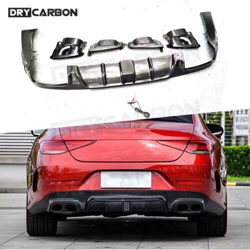 Carbon Fiber Car Rear Bumper Lip Diffuser With Light for Mercedes Benz CLS Class C257 CLS260 300 350 450 CLS53 AMG 2019 UP FRP