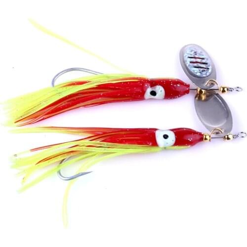 Big Sale 10pcs New Metal Spoon Fishing Lure Hard Spinner Jig Lure Artificial Fishing Hooks Octopus Luminous Skirt Lure 7.5g