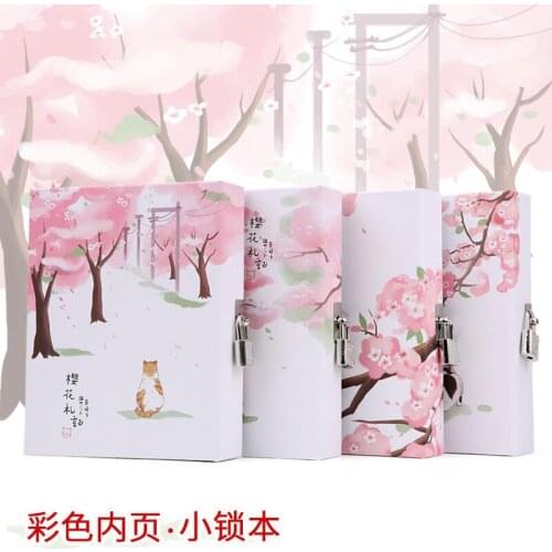 "Sakura Cat Lock Notebook" Cute Diary Daily Planner Agenda Journal Girls Stationery Gift