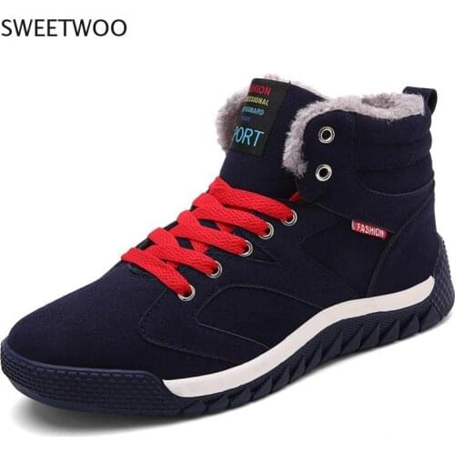 Cotton shoes 2021 new mens winter plus velvet warm casual high-top shoes snow boots large size mens shoes