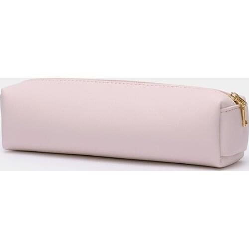 Pencil case rectangular large-capacity leather simple Korean men and women pure color pu zipper student stationery box