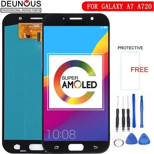 Super AMOLED Phones Display For Samsung Galaxy A7 2017 A720 A720F A720M LCDs Touch Screen Digitizer Assembly LCD Replacement