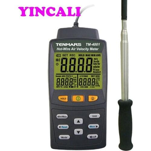 Hot Wire Anemometer TM-4001 Wind Speed Tester Wind Speed Temperature Thermal Meter TM4001 Fast Response Telescoping Probe