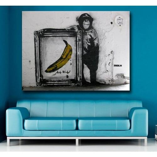 Art Chimps and Andy Warhol bananas Canvas Painting For Living Room Home Decor Oil Painting On Canvas Wall Painting