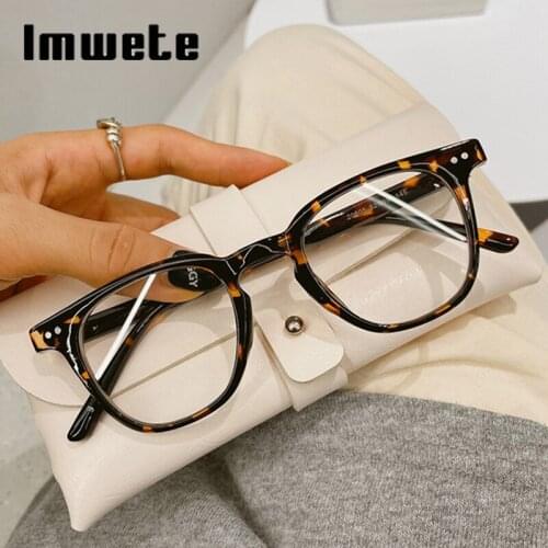 Imwete Vintage Eyeglass Frame for Women Anti-Blue Light Computer Glasses Frames Square Transparent Optical Eyewear