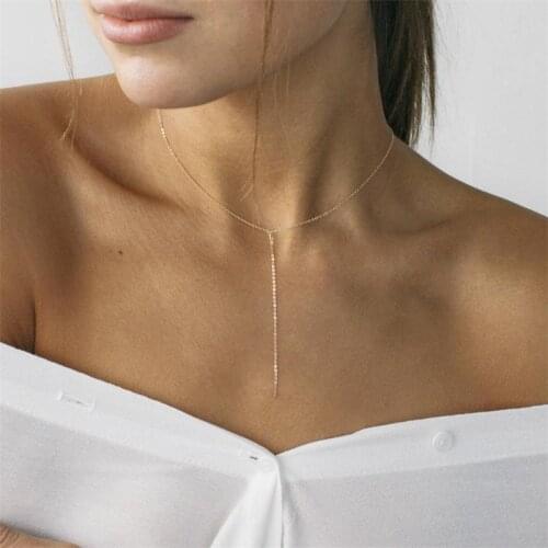 Dainty Lariat Necklace Delicate Y Necklaces Simple Women Fashion Layering Necklace In Gold or Plate