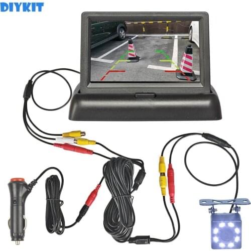 DIYKIT 4.3" Backup Car Monitor LCD Display Reversing Car Camera 8 x LED Color Night Vision Rear View Camera Kit Security