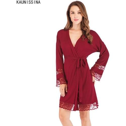Женские халаты с кружевом KAUNISSINA China At AliExpress