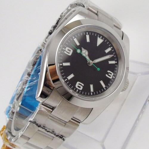 Solid 39mm Black Dial Sapphire Glass Polished Bezel 21 jewels MIYOTA 8215 Automatic Movement Mens Watch Deploment Clasp