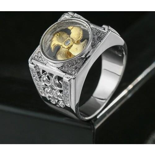 Zircon Men Ring Copper Finger Ring Lucky Rotatable Windmill Men Rings Band Micro Paved Jewelry For Best Wishes