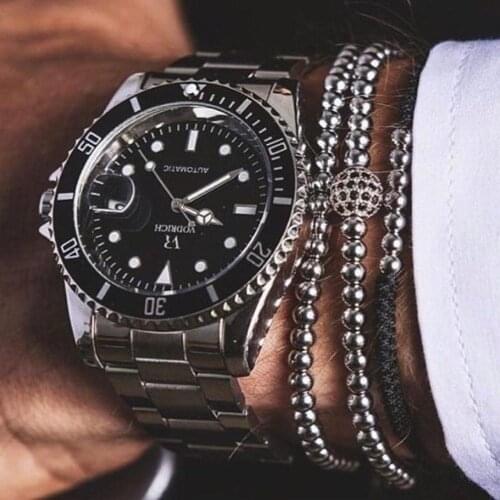 Men Bracelet Set High Quality Stainless Steel Beads CZ Pave Ball Handmade Braided Adjustable Bracelet Set For Men Jewelry Gift