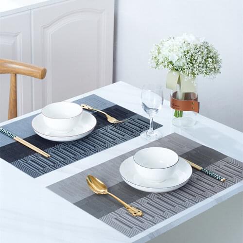 Topfinel Set of 4 PVC Washable Placemats for Dining Table Mat Non-slip Placemat Set in Kitchen Accessories Cup Coaster Wine Pad