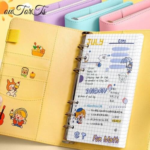 A6 PU Loose Leaf Binder Notebook Inner Core Cover Note Book Grid Journal Notebook Refill-Notebooks Office Stationery Supplies