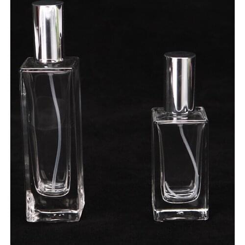 50ML Transparent Positive Rectangular Perfume Bottle Glass Empty Spray Cosmetic Bottle 30PCS/LOT