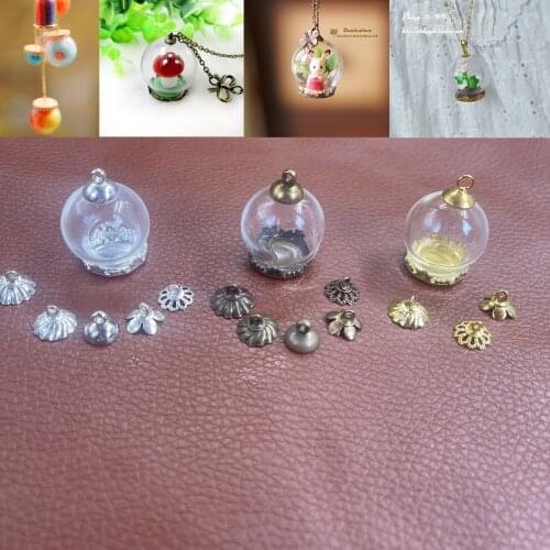 20x15mm Hollow glass globe with setting base glass vials pendant necklace glass bottle jewelry glass globe micro landscape decor