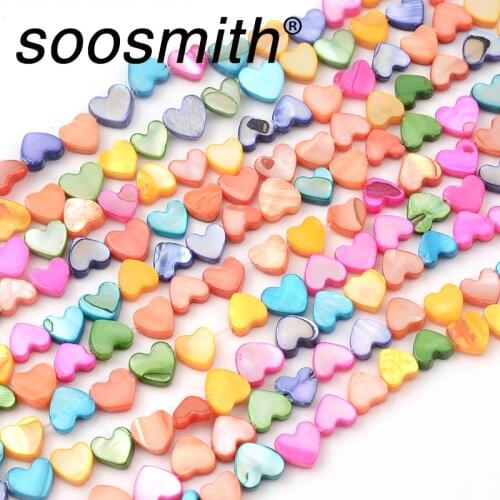 6mm Multicolor Dyed Peach Heart Shell Beads Loose Spacer Beads For Jewelry Making Diy Necklace Bracelet Accessories Wholesale