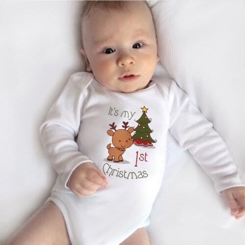 Newborn Christmas Baby Girls Romper Unisex Baby Boy Clothes My 1st Christmas Playsuit Long Sleeve Romper Jumpsuit Outfit Clothes