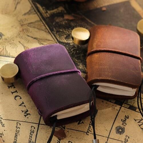 Handmade Genuine Leather Mini Notebook Cute Travel Journal Vintage Decoration Memo Pad Diary Weekly Planner Organizer Notebook