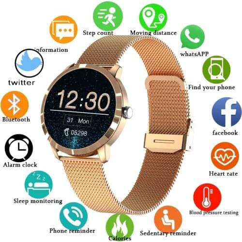 GEJIAN New Smart Watch Women Physiological Heart Rate Blood Pressure Monitor For Android IOS Waterproof Ladies smartwatch Woman