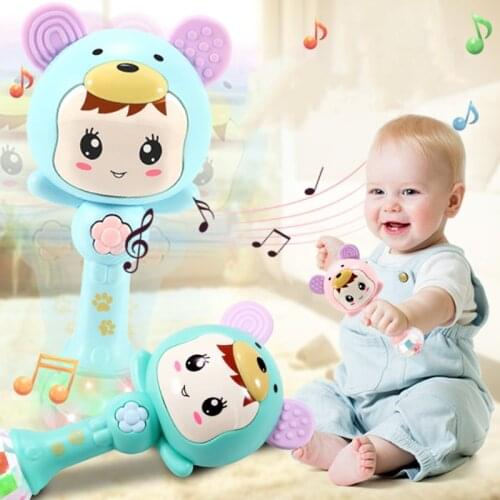 Light Baby Vocal Rattles Mobiles Change With The Rhythm LED Glowing Hand Rattle Music Sand Hammer Soft Teether Baby Toys