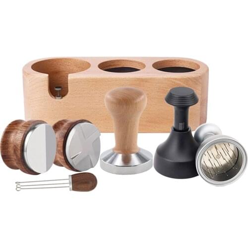 Calibrated Pressure Tamper Wood Handle Coffee Powder Hammer Ripple Espresso Tamper Coffee Tamper Barista Tools 51mm 53mm 58mm
