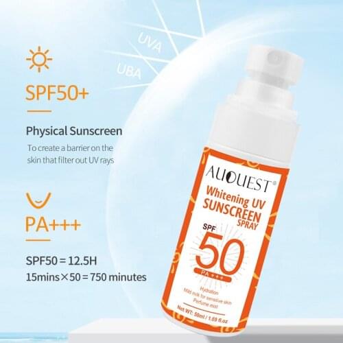 UV Sunscreen Mist SPF50 Oil-free Spray Waterproof Sun Protection for Beach & Sport Instant Whitening Lotion Body Sunscreen Spray