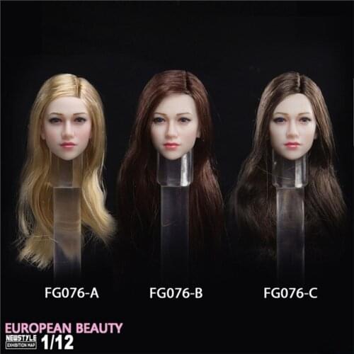 In Stock FG076 1/12 Scale Female Soldier Blonde Beauty Blue Eyes European Beauty Head Carving Model Fits 6'' Action Figure Body