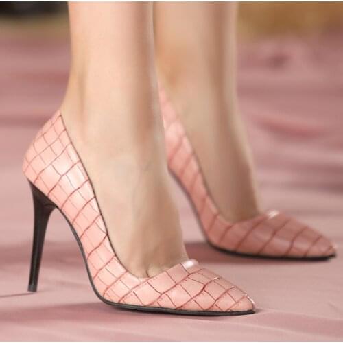 Tonar Reme Powder Skin Black Heels Stiletto Women 'S Shoes Snakeskin Pattern New Season Summery