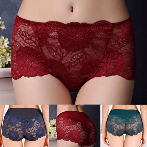 18 Color Large Size Sexy Hollow Rose Print Womens Underwear Transparent Thin Section Comfortable, Breathable and Colorful Pink