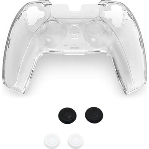 Hard Clear PC Case for DualSense Protective Shell Cover with Thumb Grips for PlayStation 5 PS5 Wireless Controller