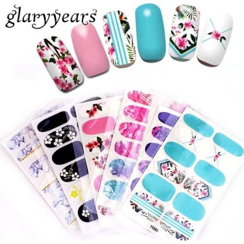 Glaryyears 1 Sheet Full Cover Y Nail Decoration Flower Pattern Nail Art Design Sexy Decal Fingernail Manicures Sticker Ultrathin