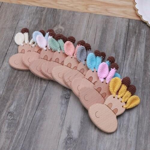 1 Pc Baby Teether Safe Wooden Toys Mobile Pram Crib Ring DIY Crochet Rattle Soother Teether Baby Product