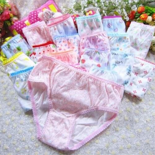 12pcs/Lot Fashion Girls Briefs Underwear Kids Cotton Panties Children Underpants Suit 1-12Years