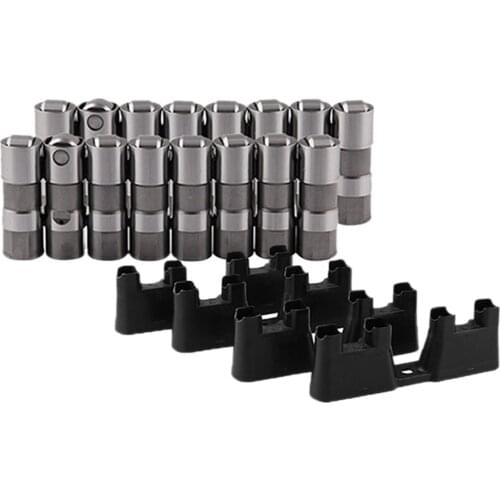 16Pcs Steel Hydraulic Roller Lifters + 4 Piece Guide Trays 12499225 for GMC LS2 LS7