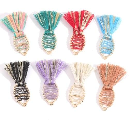 2pcs/lot Cotton Fish Shaped Tassel Pendant Tassels For Crafts Tassel Charms Accessories for DIY Earrings DIY Jewelry Making