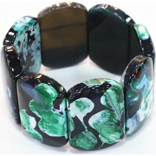 27x40mm Geometry Bead Bracelet 4 Colors Natural Stone Fire Agates Manual Bracelets Bangles For Women Beads Jewelry 7.5inch B3268