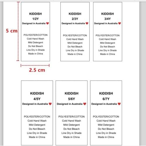 3000pcs , 2.5 * 5 cm Custom washing instructions soft satin ribbon clothing labels print care label