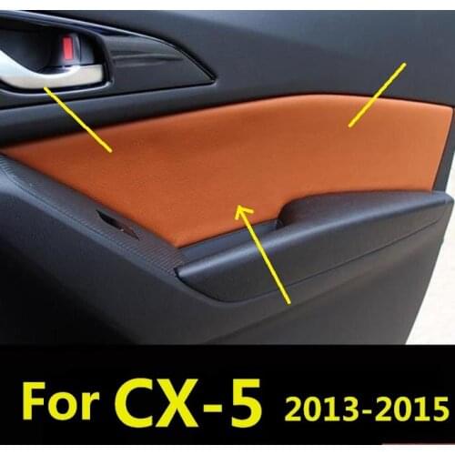 4PCS Microfiber Front/Rear Door Panel Leather Cover Protective Trim For Mazda CX-5 (2013-2015) with Mount Fittings