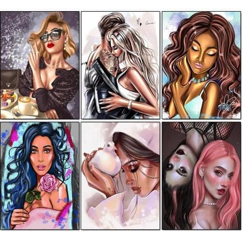 5D Diy Diamond Painting Elegant Woman Personality Picture Square/Round Rhinestone Embroidery Mosaic Kit Wall Decoration