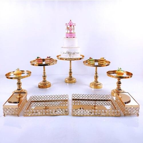 6-16 PC Crystal Metal Wedding Multilayer Cake Stand Frame Set Festival Party Display Tray