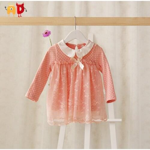 AD Mesh Baby Girls Dress Lace Polka Dots 95% Cotton Toddler Kids Clothing Clothes Infant vestido infantil